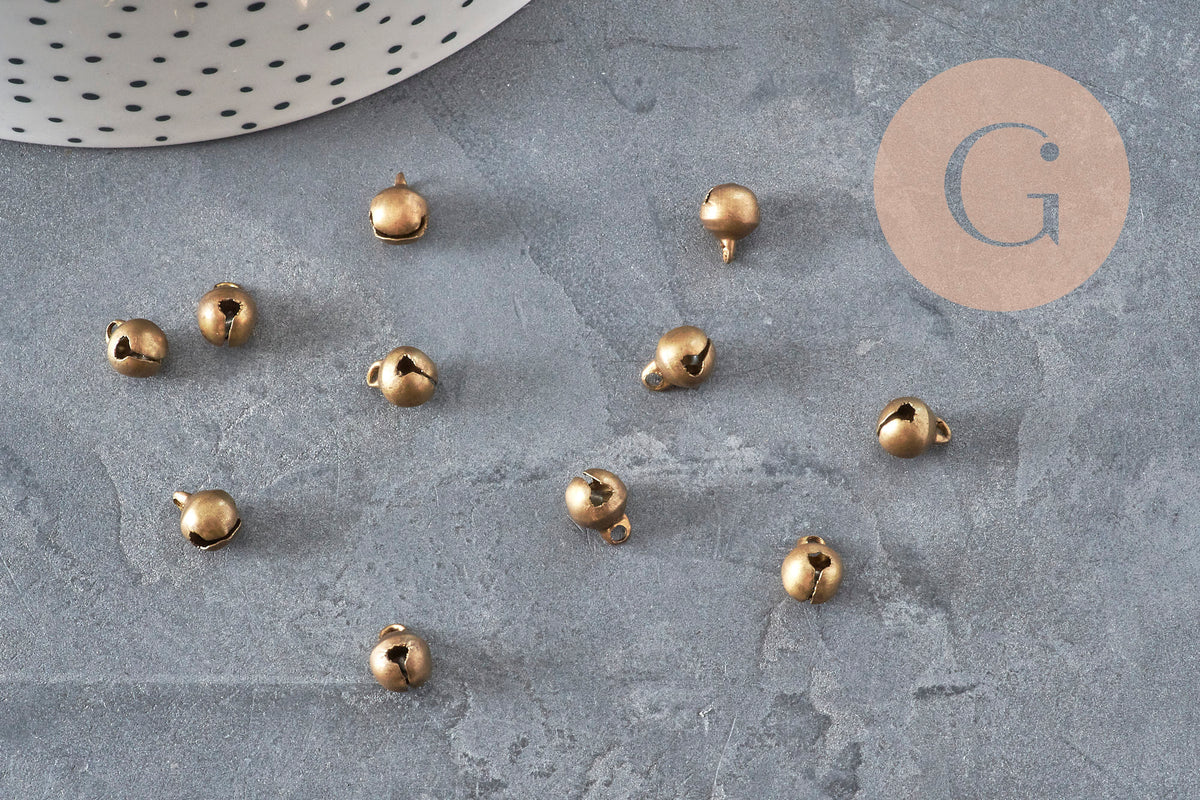 Grelot clochette laiton bronze 8mm, x10 (G11345)