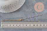 Base de bracelet réglable chaine résine violette acier 304 inoxydable doré 14.3cm, x1 (G11364)