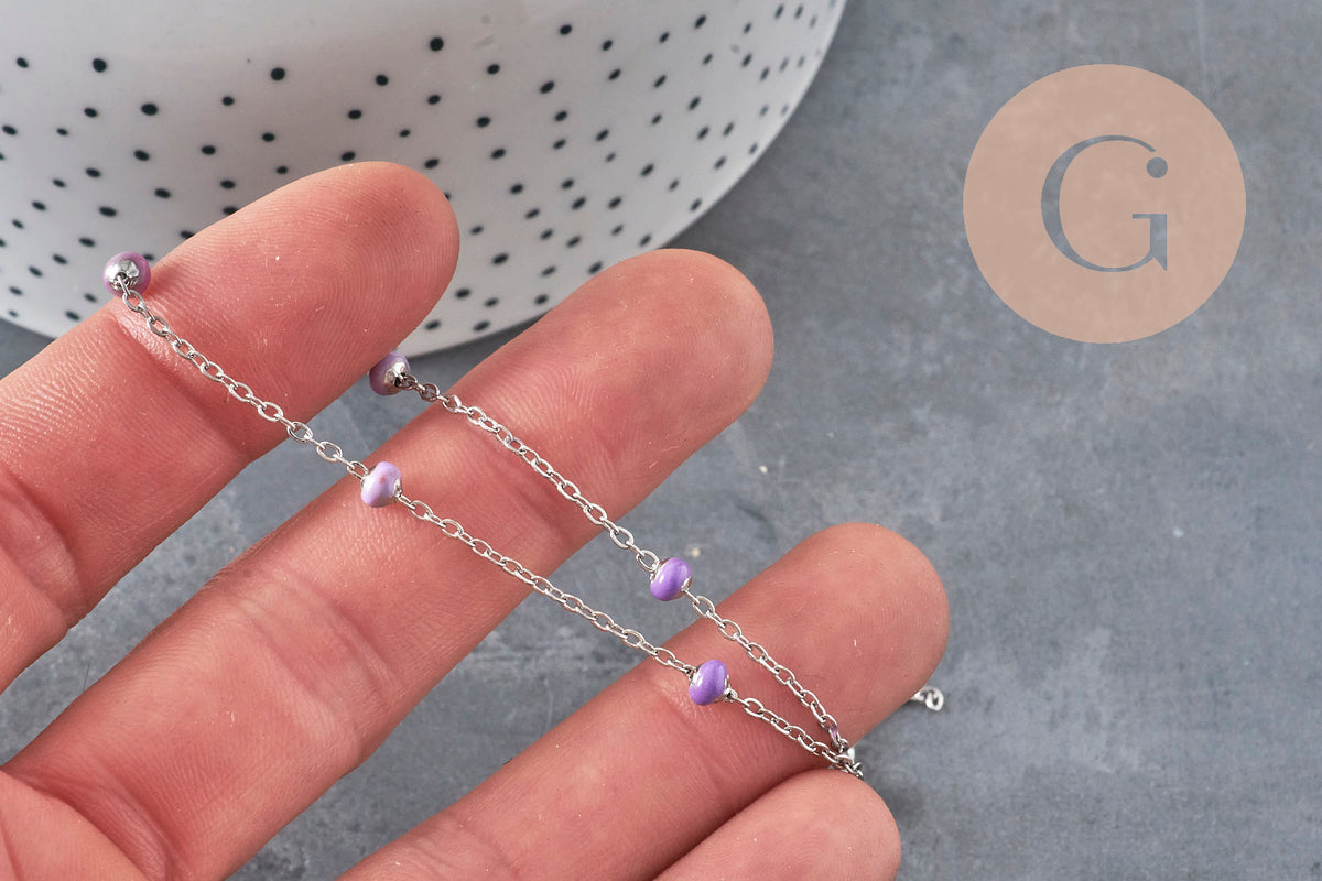 Chaine satellite acier 304 inoxydable platine violet 4.5mm, x1 mètre (G11337)