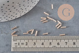 Metallic champagne pink tube seed beads 6-8mm x 1.6mm, x10gr (G2459)