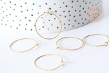 Anneau Créole striée acier 316 IP doré inoxydable piqués 29mm, création boucles d'oreille, x10 (G8011)