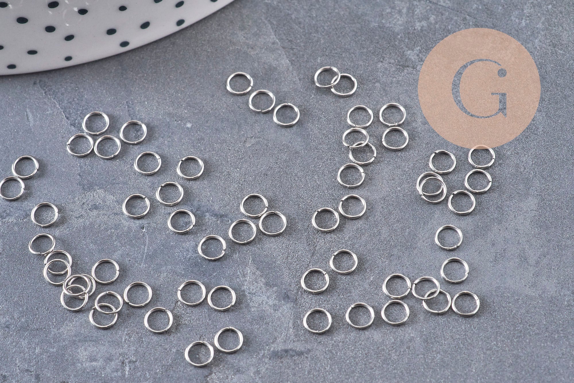 Anneaux de jonction ronds acier 304 platine inoxydable 4mm-0.5mm, x1 gr (G10983)