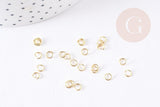 Anneaux ronds acier 304 inoxydable doré 18k 4mm, x50 (G3059)