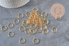 Lot de 50 anneaux de jonction ouverts ronds en acier inoxydable doré IP, 15 mm, pour la création de bijoux DIY.