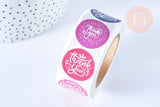 Autocollant merci rose bleu 25mm, x500 (G8424)