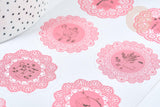 Autocollants Vintage dentelle rose 40mm, x10 (G8103)