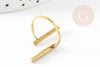 Bague barre dorée laiton brut minimaliste 18mm, x2 (G0218)
