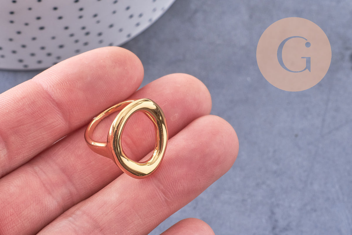 Bague cercle minimaliste acier 304 inoxydable doré PVD Taille 57, x1 (G10588)