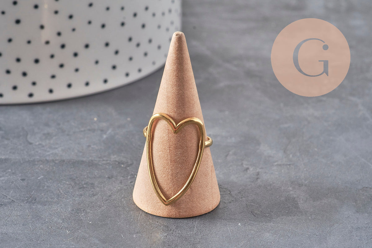 Adjustable heart ring, 304 IP gold-plated stainless steel, size 57, x1 VALID