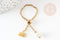 Bague réglable chaine acier lotus & perle 96mm, x1 (G5795)