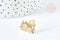 Bague réglable feuille laurier acier doré 304 inoxydable taille 54, x1 (G7642)