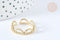 Bague réglable fine chevrons dentelle acier inoxydable doré 304 Taille 60, x1 (G7033)