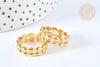Bague réglable grain de riz acier inoxydable doré Taille 54, x1 (G7003)