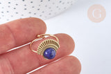 Bague réglable pierre de synthèse bleue acier inoxydable doré Taille 54, x1 (G7023)