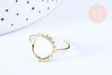 Bague réglable soleil acier doré Taille 54, x1 (G6414)