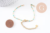 Base bracelet fin acier 304 inoxydable doré 14k résine avec anneaux maille forçat 16.5mm, x1 (G10239)