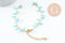 Base de bracelet chaine cheville laiton doré et perles verre turquoise 16.2cm, x1 (G9590)