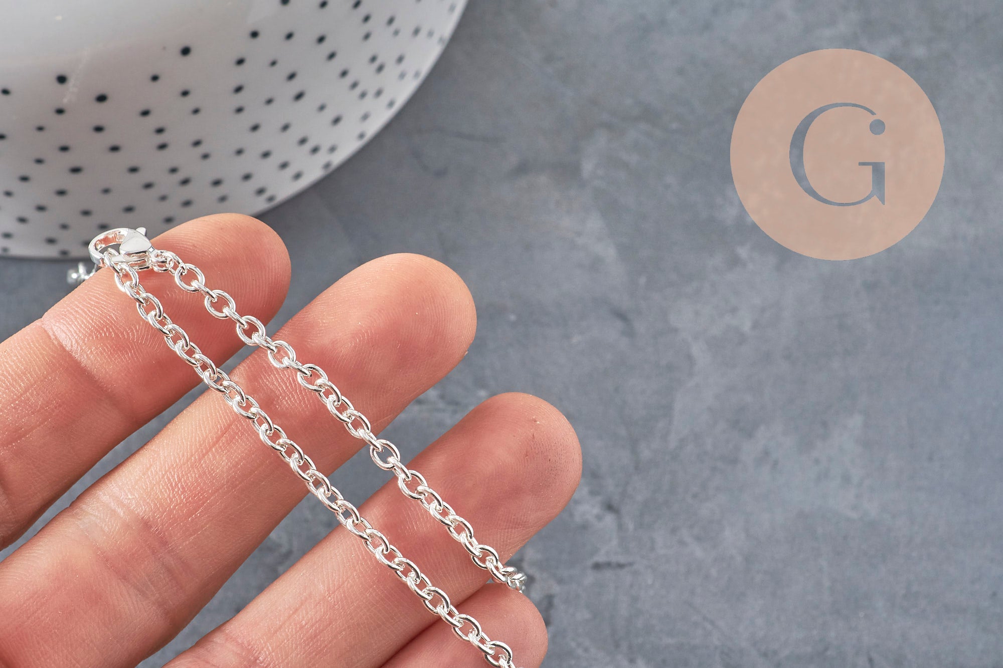 304 Stainless Steel Rolo Chain Bracelet Base, Silver-Plated, 4mm/15.5cm, x1 (G11211)