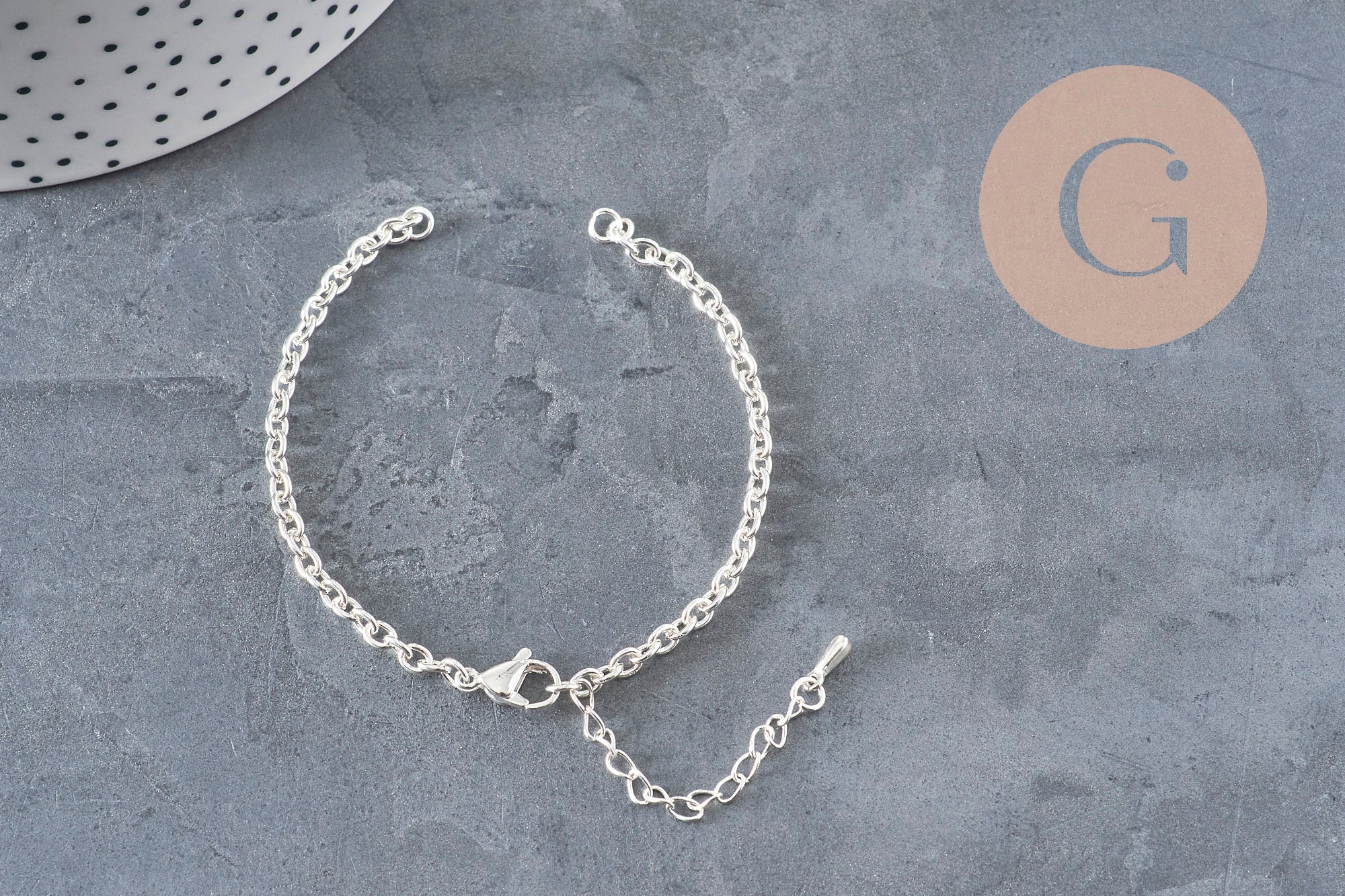304 Stainless Steel Rolo Chain Bracelet Base, Silver-Plated, 4mm/15.5cm, x1 (G11211)