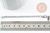 Base de bracelet chaine rolo acier 304 inoxydable platine 3mm-16.5cm, x1 (G9484)