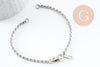 Base de bracelet chaine rolo acier 304 inoxydable platine 3mm-16.5cm, x1 (G9484)