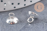 Bélière pendentif coupelle en acier 201 inoxydable argenté 7x10mm, x10 (G10903)
