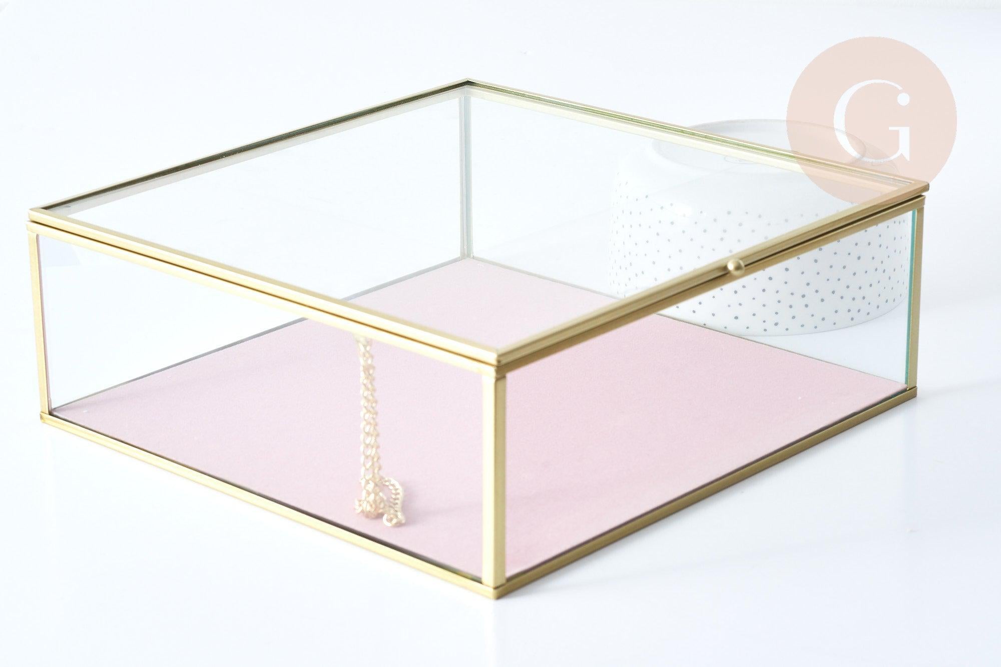 Boite à bijoux en verre carrée 23cm x1 (G8546)