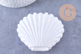Boite bijou coquillage plastique blanc 9x7.5cm, x1 (G6629)