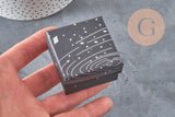 Boite carrée cadeau carton noir galaxie argent 5.3cm, x1 (G11332)-Boîtes à cadeaux-Gingerlily Perles