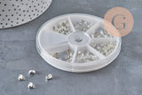 Packs of 120 304 stainless steel silver-plated bails and findings, x1 (G11238)