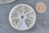 Packs of 120 304 stainless steel silver-plated bails and findings, x1 (G11238)