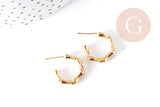 Boucles d'oreilles Créoles Bambou laiton doré 24mm, la paire (G9011)