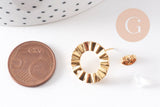 Boucles d'oreilles puce disque texturé acier 304 inoxydable doré IP 18K 18mm, la paire (G10477)
