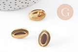 Boucles d'oreilles puce ovale acier 304 inoxydable doré 19mm, la paire (G10900)