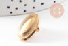 Boucles d'oreilles puce ovale acier 304 inoxydable doré 19mm, la paire (G10900)