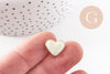 Boucles puces zamac doré coeur émail blanc à personnaliser 11.5mm, la paire (G9900)