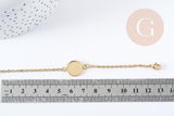 Bracelet complet cabochon rond 12mm acier 304 inoxydable doré 15.9cm x1 (G8885)