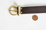Bracelet cuir marron réglable boucle dorée 25.5mm, x1 (G8494)