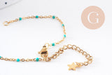 Base bracelet fin acier 304 inoxydable doré 14k résine avec anneaux maille forçat 16.5mm, x1 (G10239)