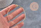 Golden smooth ball stainless steel 304 bangle bracelet 62mm, x1 (G11264)