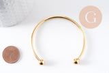 Bracelet jonc ouvert finition boule 2mm acier 304 inoxydable doré 60mm, x1 (G10311)