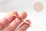 Bracelet jonc torsadé acier inoxydable doré IP 14k 68mm, x1 (G5946)