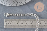 Stainless steel rolo chain bracelet, silver, 6mm, 19.1cm, x1 (G11200)