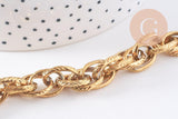Bracelet très grosse maille acier 304 inoxydable doré IP 14k 20.5cm, x1 (G4197)