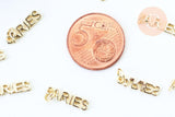 Breloque Bélier laiton doré 18k cristal,sans nickel,création bijoux astrologique, pendentif horoscope,16mm, x1 (G6049)