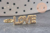Breloque LOVE laiton doré 18k cristal 24mm,x1 (G3033)