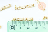 Breloque Verseau laiton doré 18k,sans nickel,création bijoux astrologique, pendentif horoscope,25.5mm, x1 (G6044)