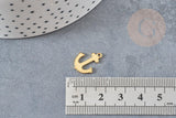 Breloque ancre acier 304 inoxydable doré 14k 12mm, x10 (G0728)