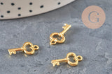 Gold zamac key charm 15.5mm, x10 (G11227)