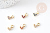 Breloque coeur zircons colorés laiton doré 18k 8mm, x1 (G3485)